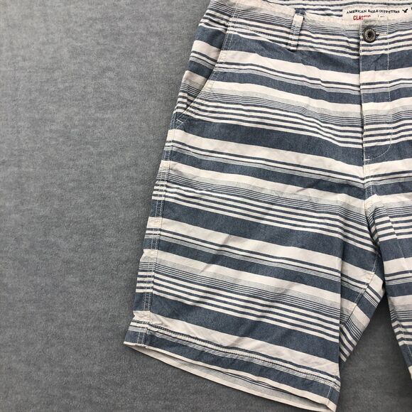 American Eagle Shorts Mens Size 36 Classic Fit Striped White Blue 9" Inseam - Picture 2 of 14